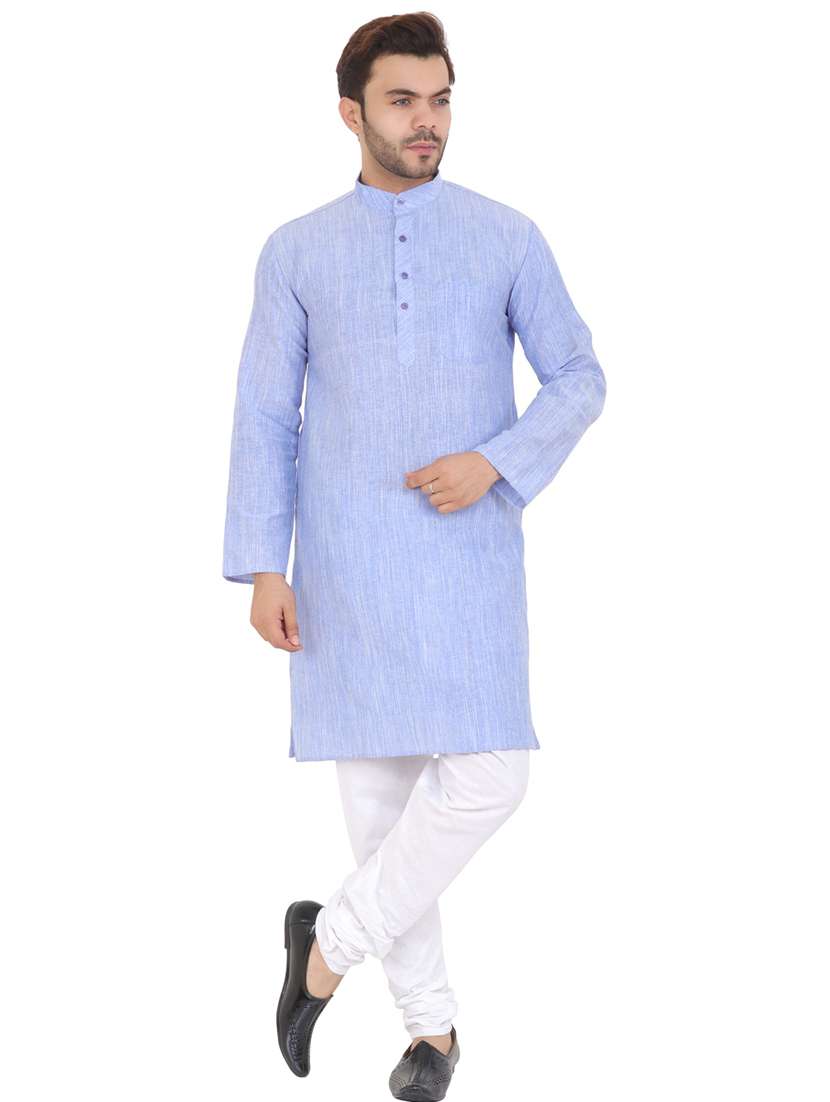 men solid mandarin neck long kurta - 21537870 -  Standard Image - 4