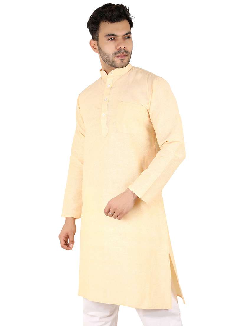 men solid mandarin neck long kurta - 21537877 -  Standard Image - 1