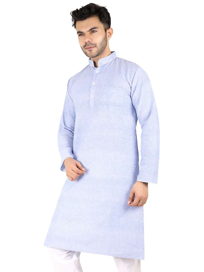men solid mandarin neck long kurta - 21537881 -  Standard Image - 1