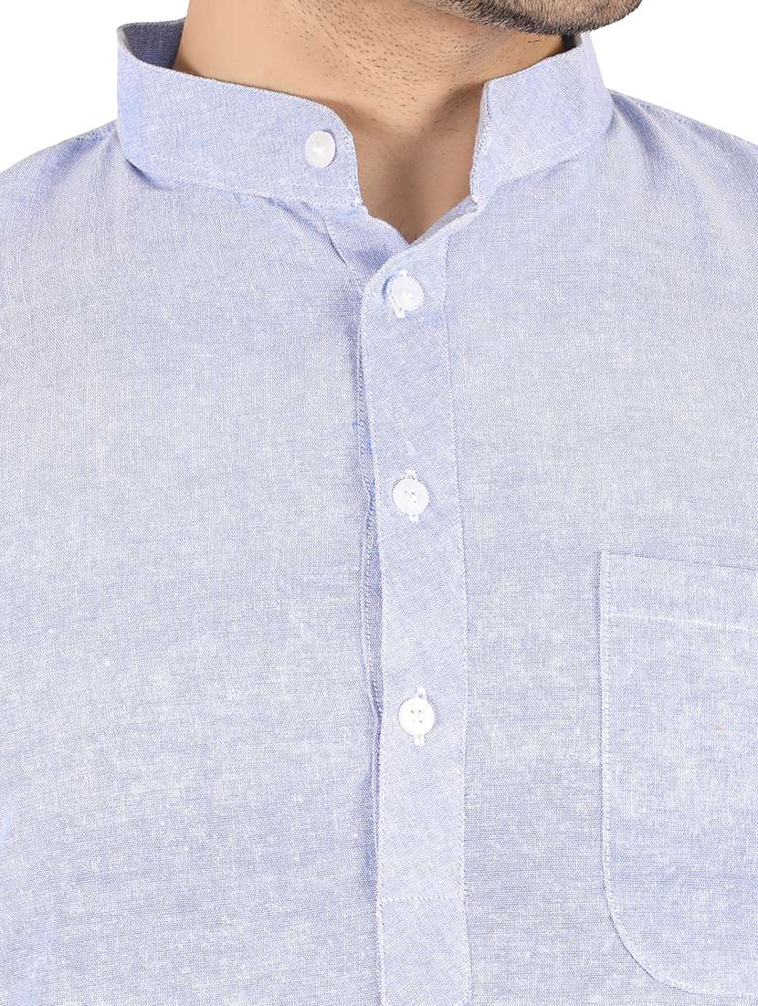 men solid mandarin neck long kurta - 21537881 -  Standard Image - 4