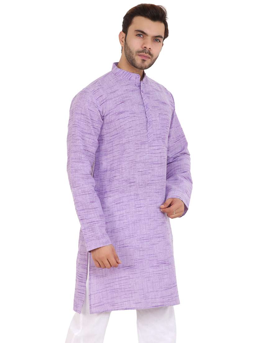 men solid mandarin neck long kurta - 21537883 -  Standard Image - 1