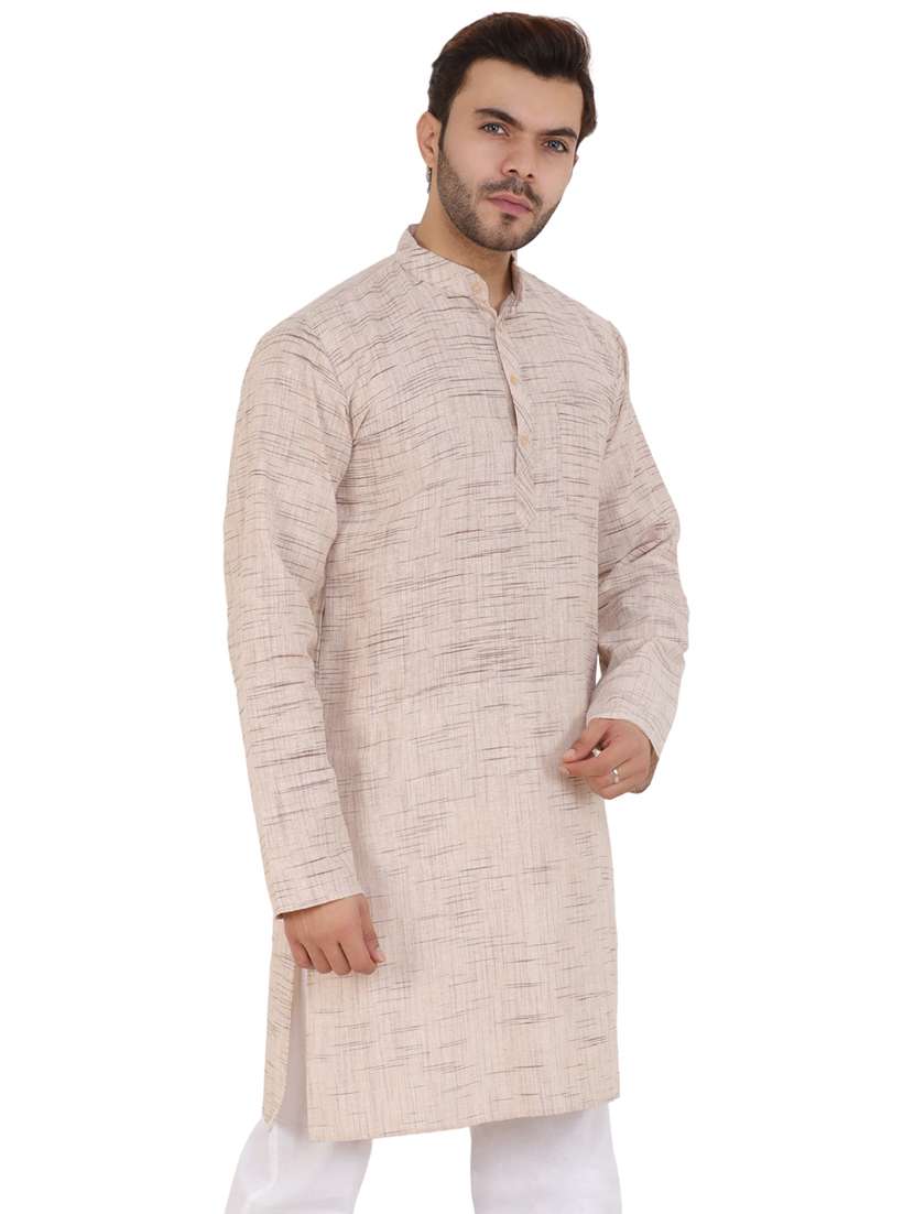 men solid mandarin neck long kurta - 21537885 -  Standard Image - 1