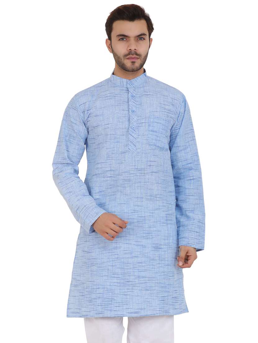 men solid mandarin neck long kurta