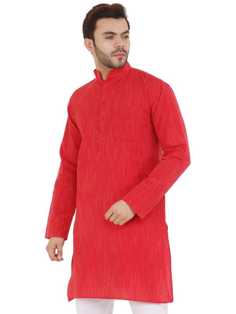men solid mandarin neck long kurta - 21537894 - Standard Image - 1