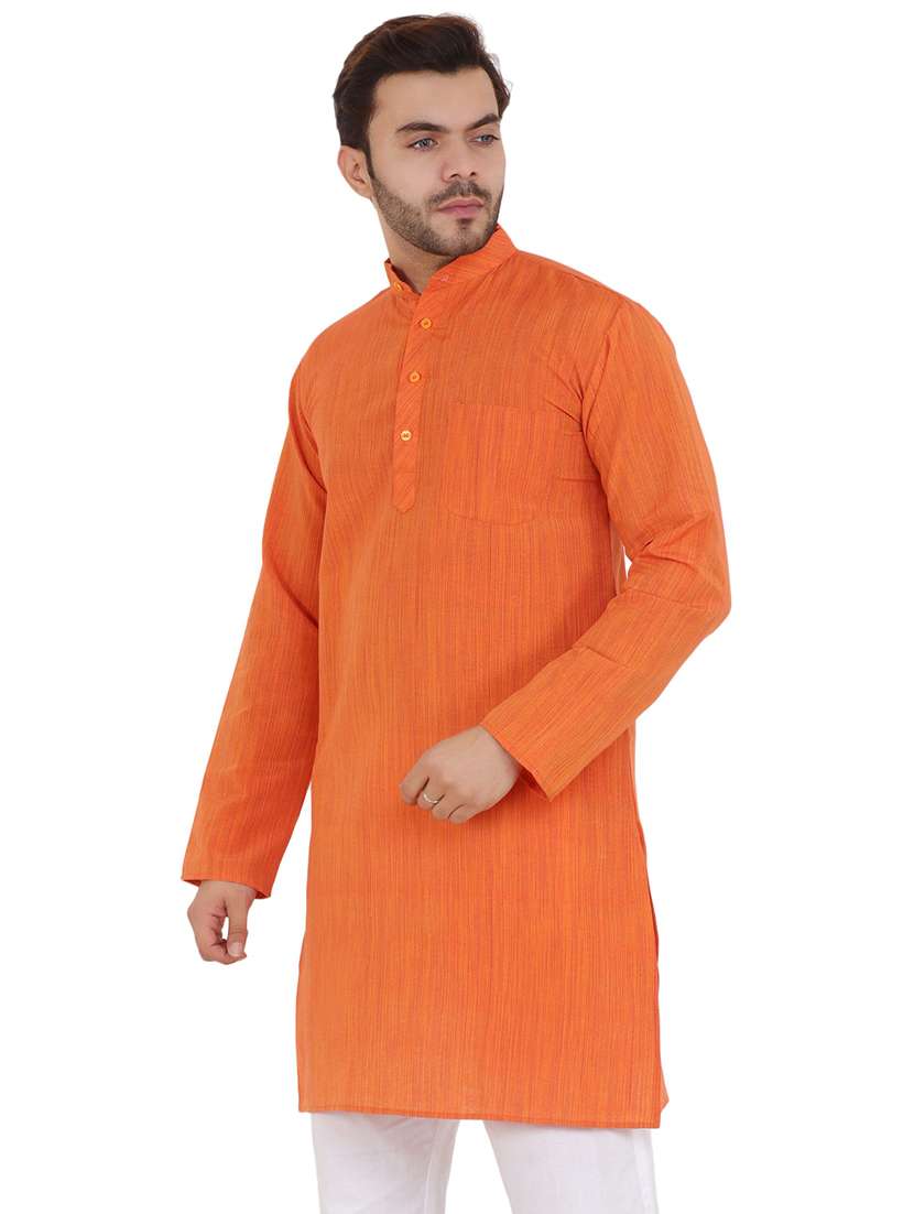 men solid mandarin neck long kurta - 21537897 -  Standard Image - 1