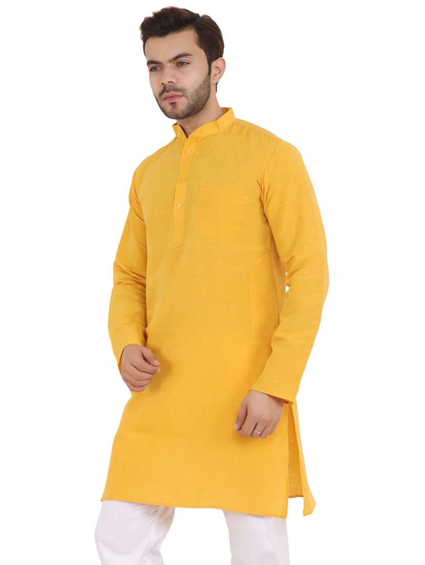 men solid mandarin neck long kurta - 21537908 -  Standard Image - 1