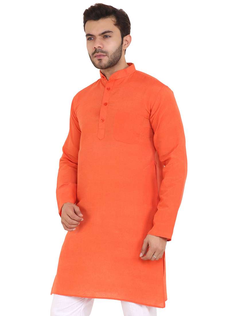 men solid mandarin neck long kurta - 21537910 -  Standard Image - 1