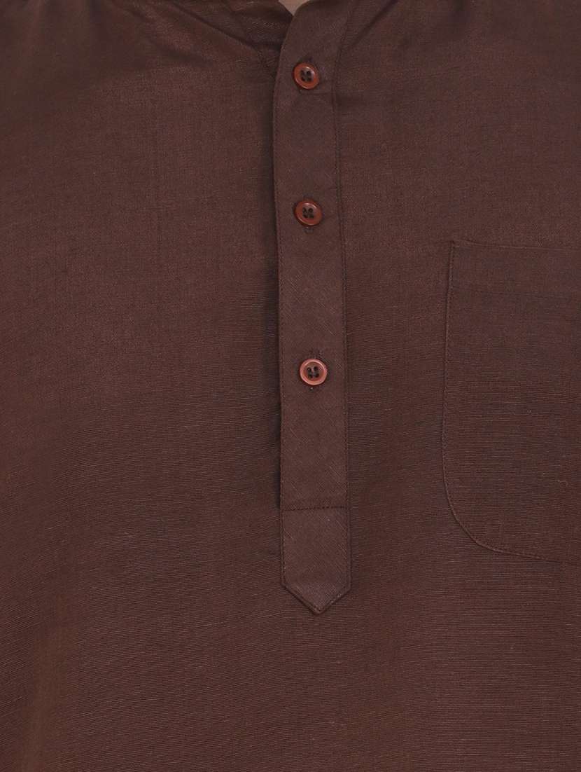 men solid mandarin neck long kurta - 21537912 -  Standard Image - 4