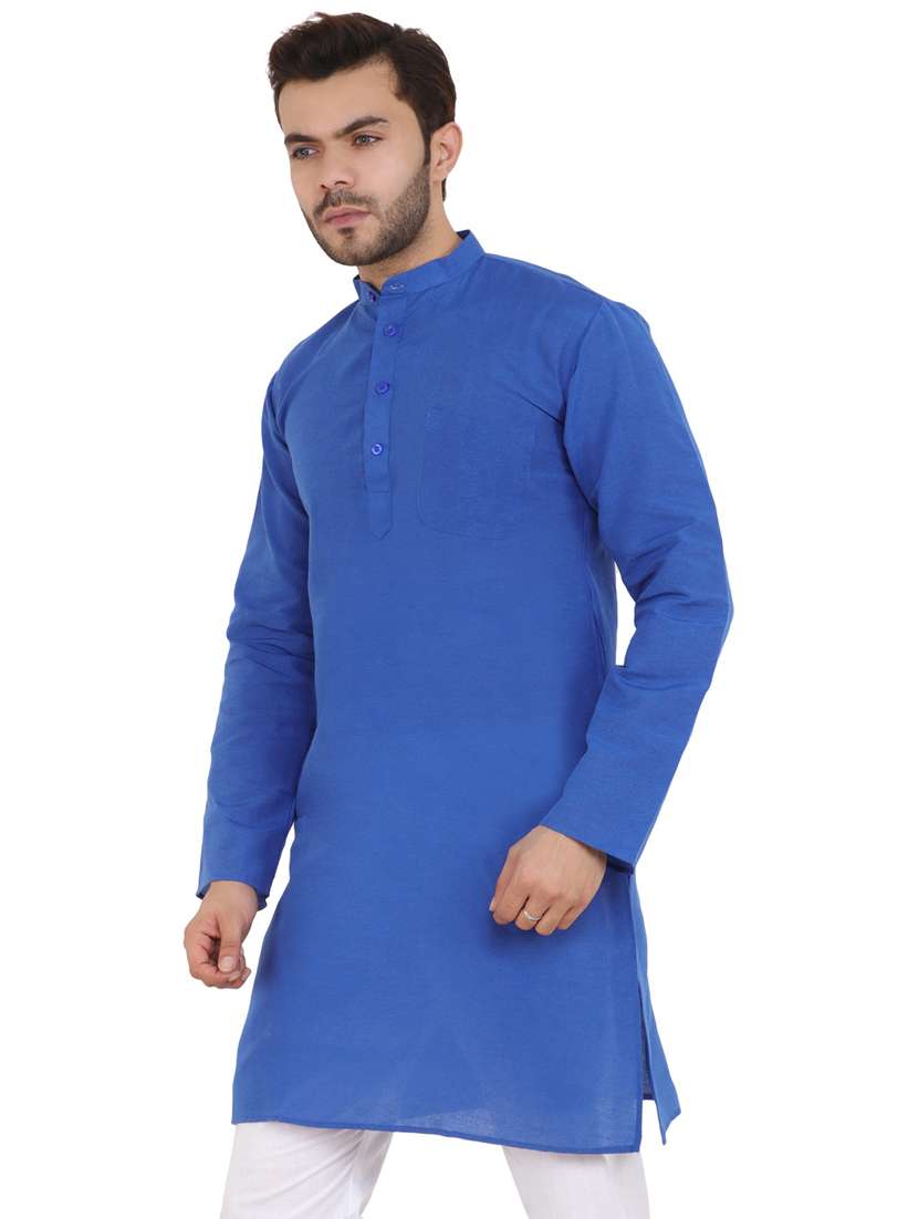 men solid mandarin neck long kurta - 21537913 -  Standard Image - 1