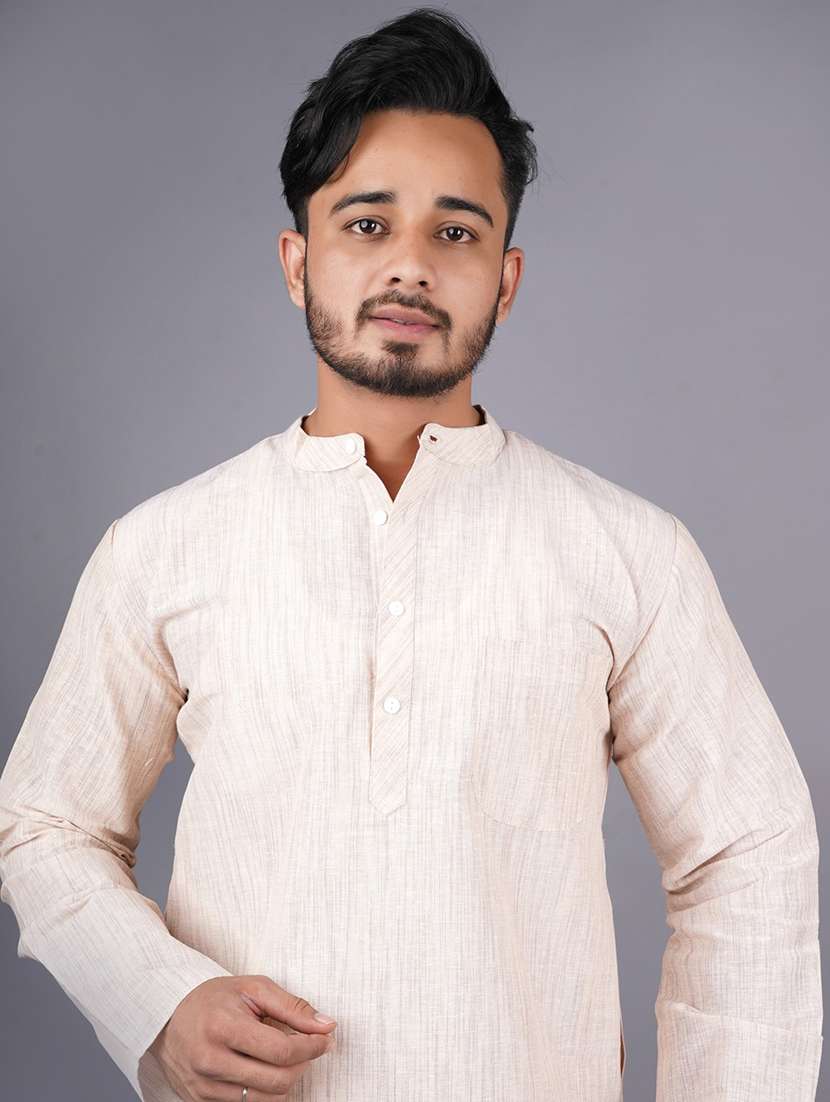 men solid mandarin neck long kurta - 21537915 -  Standard Image - 4