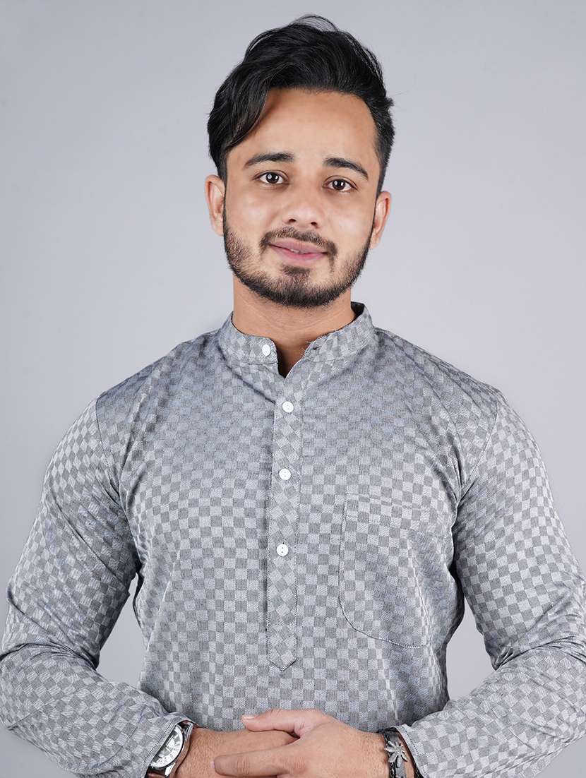 men printed mandarin neck long kurta - 21537923 -  Standard Image - 4