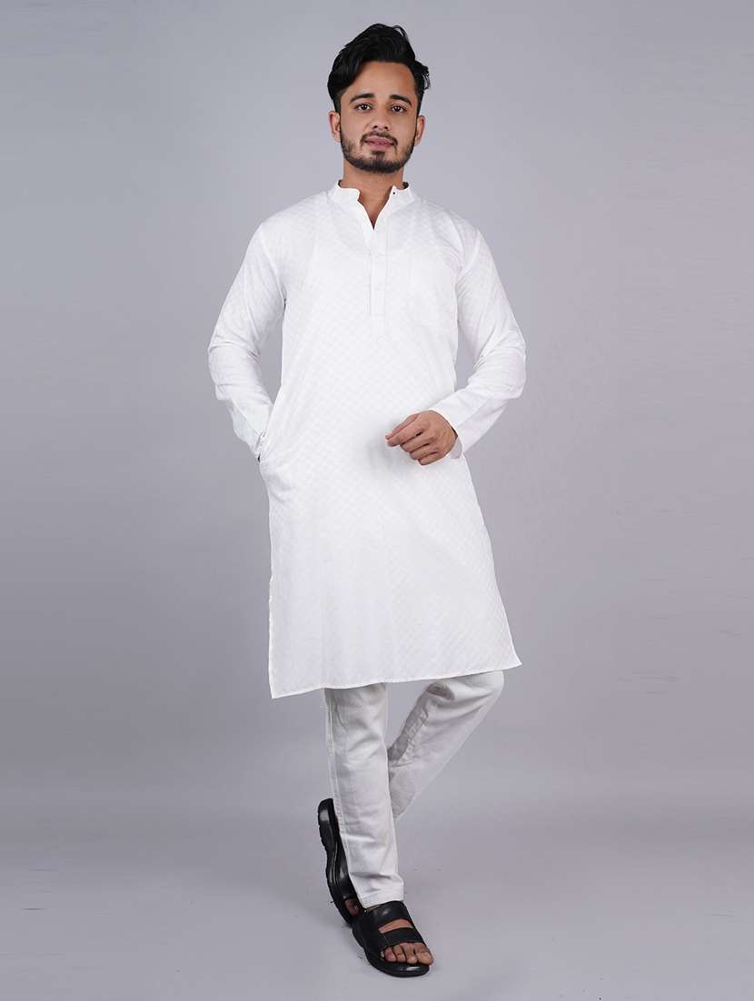 men self design long sleeves kurta - 21537928 -  Standard Image - 1