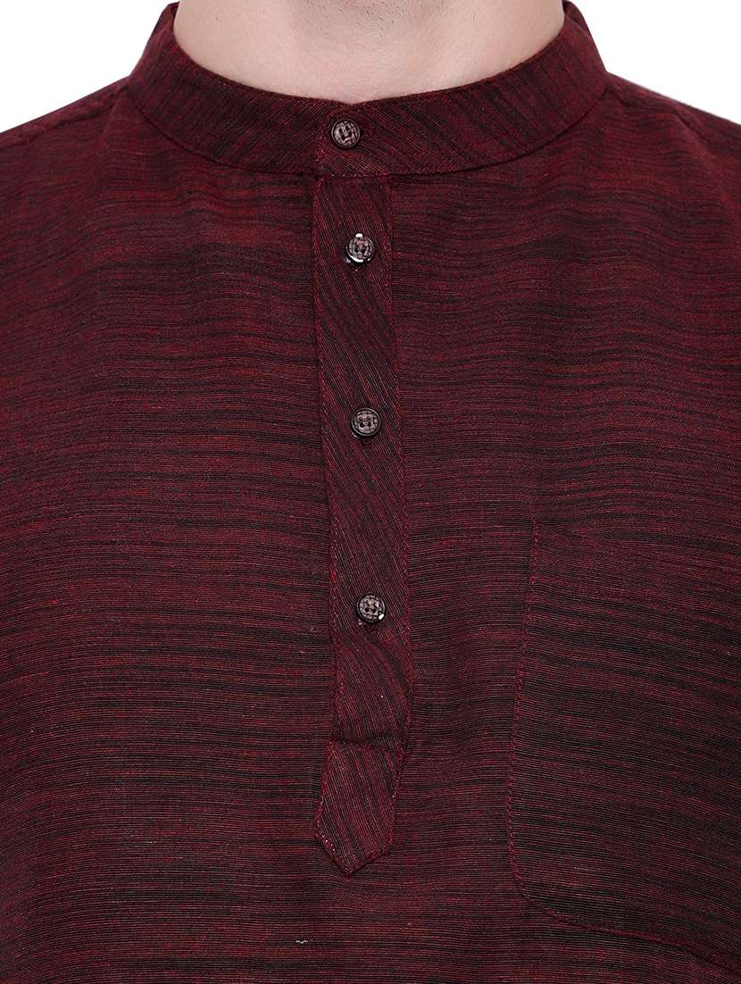 men self design mandarin neck short sleeve short kurta - 21537930 -  Standard Image - 4