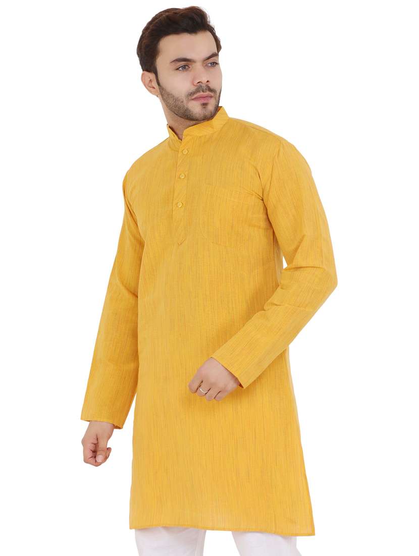 men solid mandarin neck long kurta - 21537945 -  Standard Image - 1