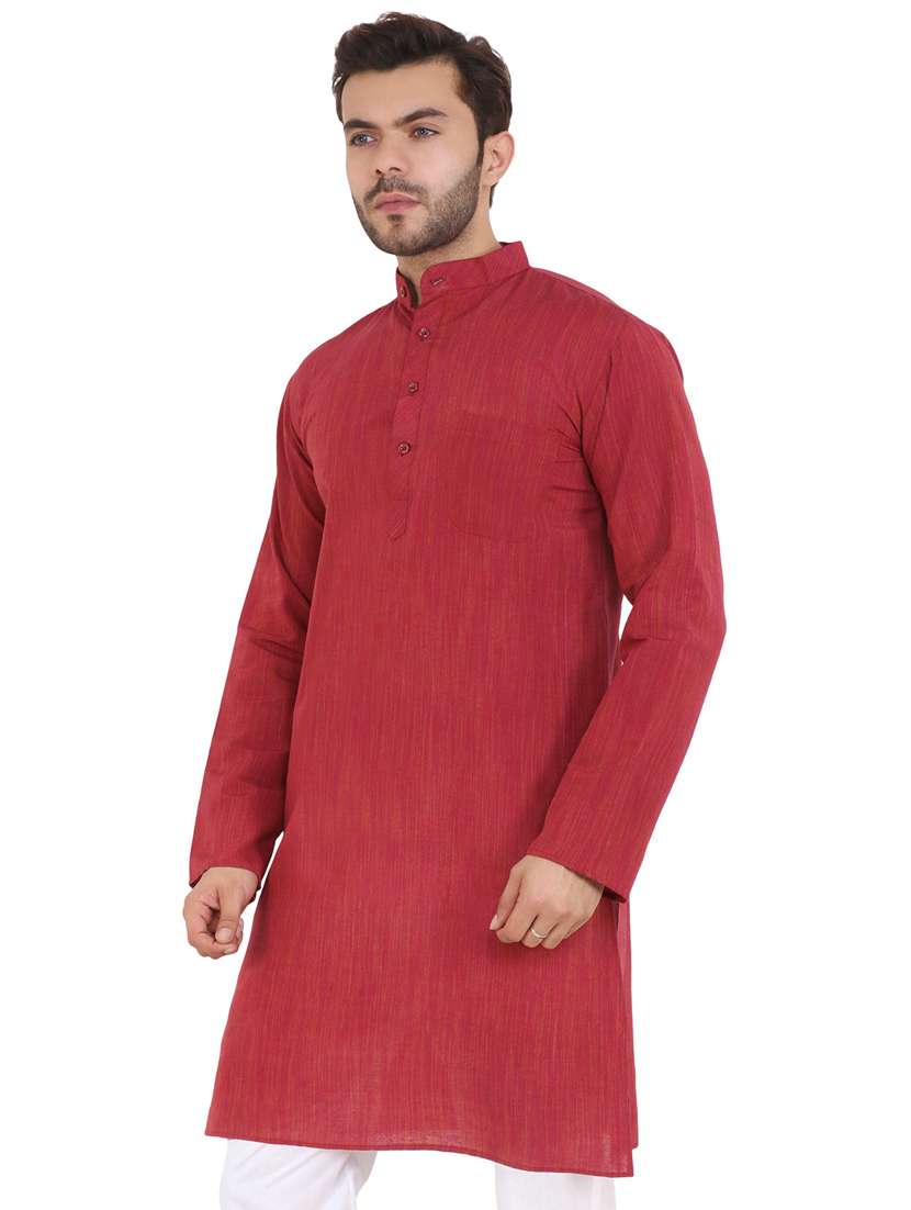 men self design mandarin neck long kurta - 21537948 -  Standard Image - 1
