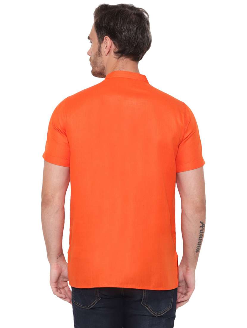 men solid mandarin neck short sleeve short kurta - 21537952 -  Standard Image - 1