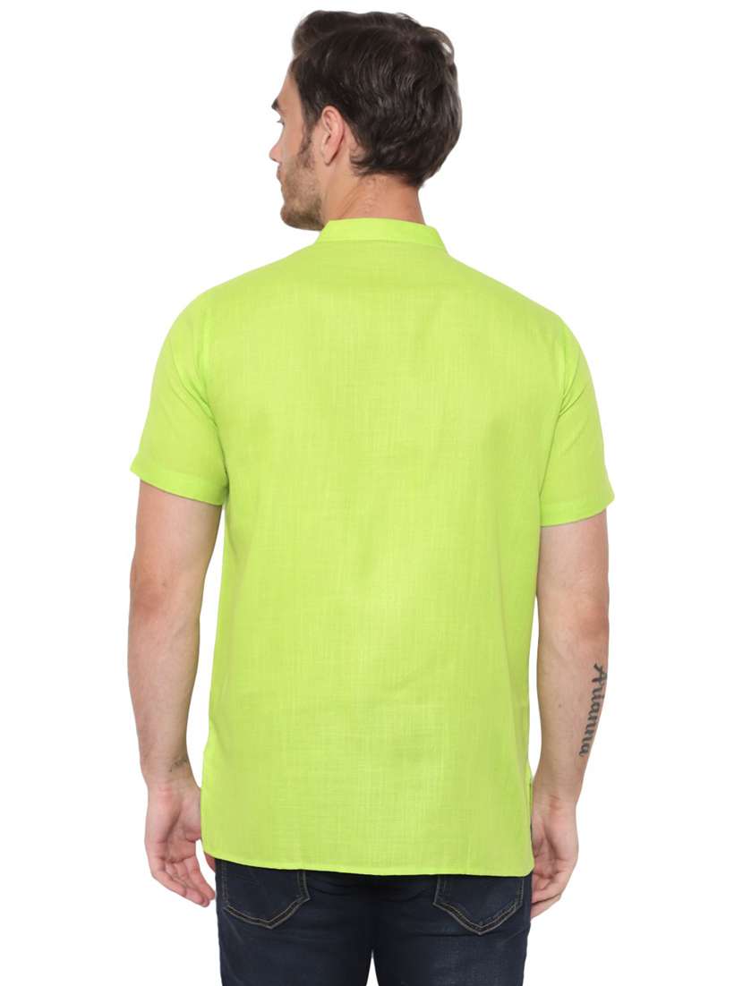 men solid mandarin neck short sleeve short kurta - 21537953 -  Standard Image - 1