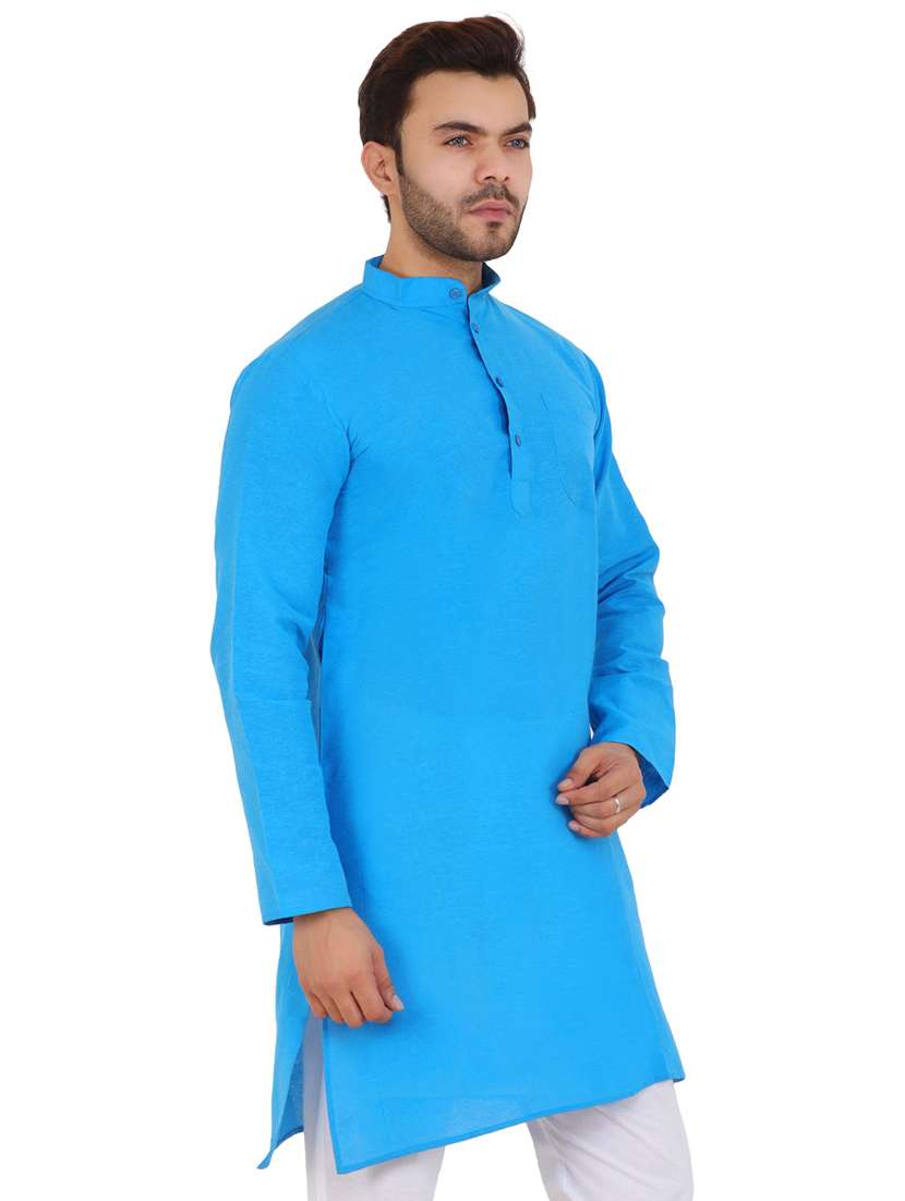 men solid mandarin neck long kurta - 21537960 -  Standard Image - 1