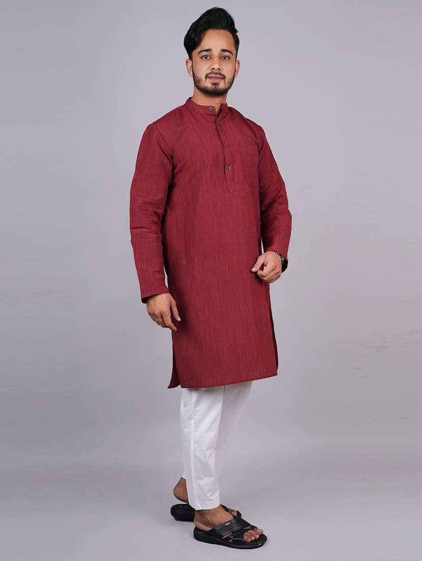 men melange long sleeves kurta - 21537963 -  Standard Image - 1