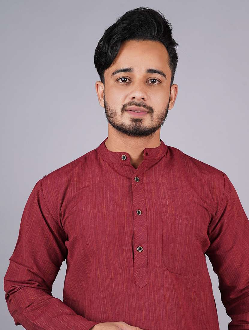 men melange long sleeves kurta - 21537963 - Standard Image - 4