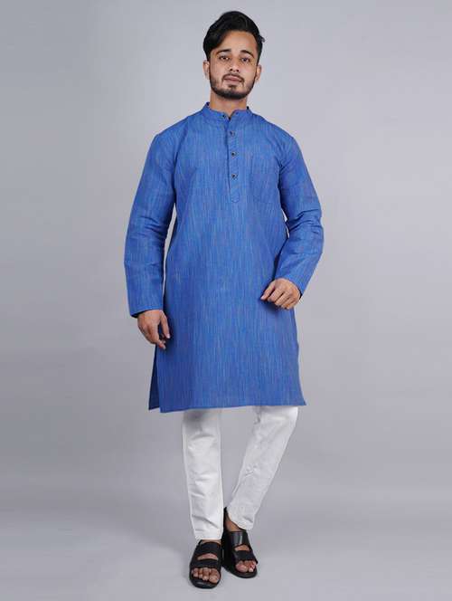 men melange long sleeves kurta - 21537964 - Standard Image - 0