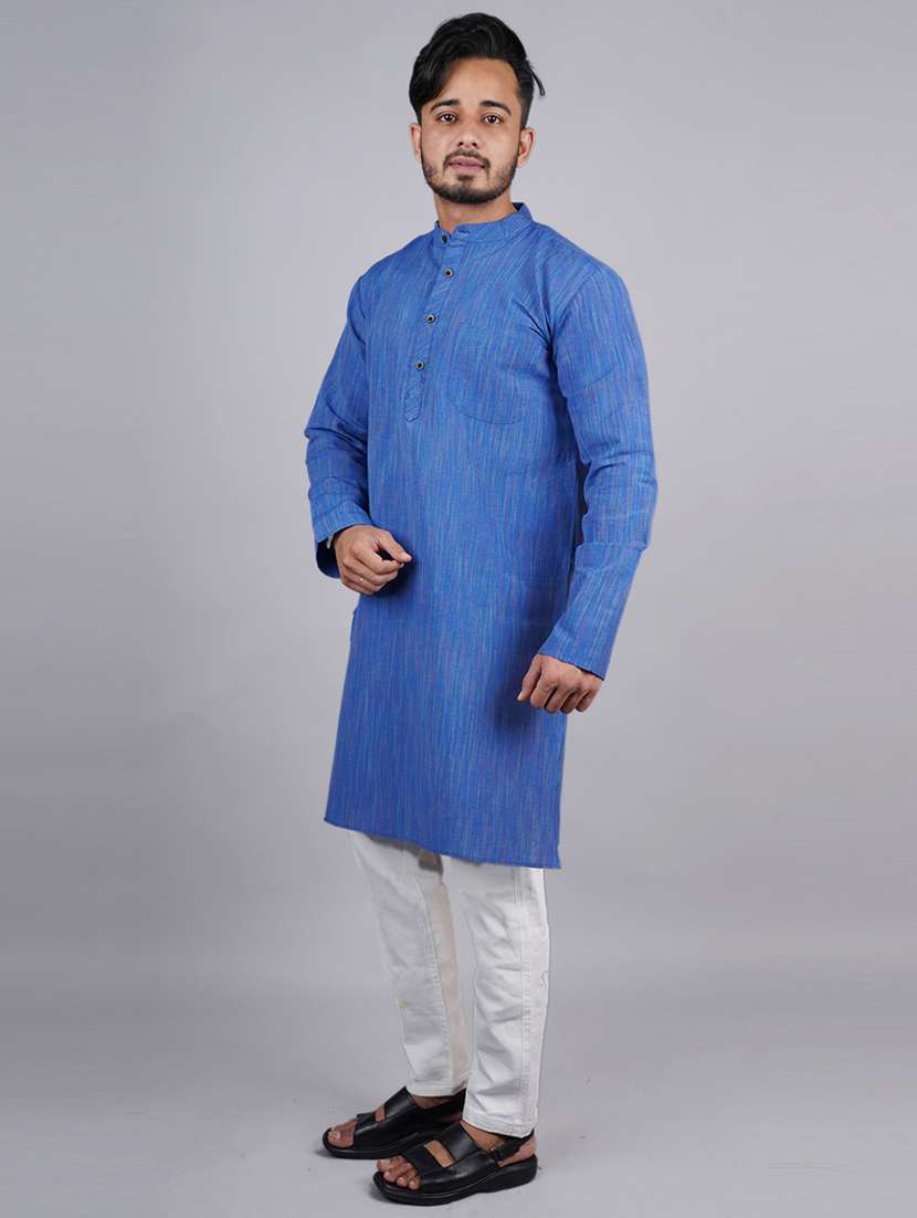 men melange long sleeves kurta - 21537964 - Standard Image - 1