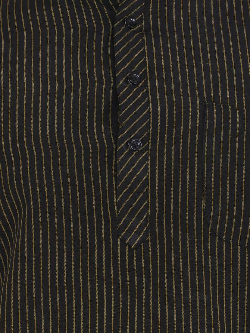 black cotton blend short  kurta - 21537986 -  Standard Image - 4