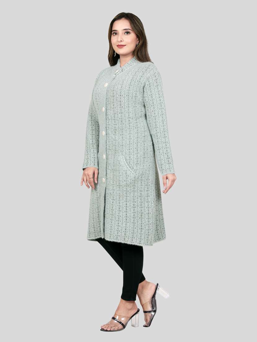 Women Self Design Long Cardigan - 21537993 -  Standard Image - 1