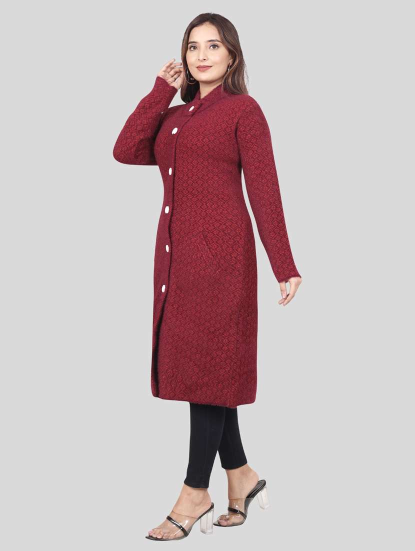 women self design long cardigan - 21537995 - Standard Image - 1