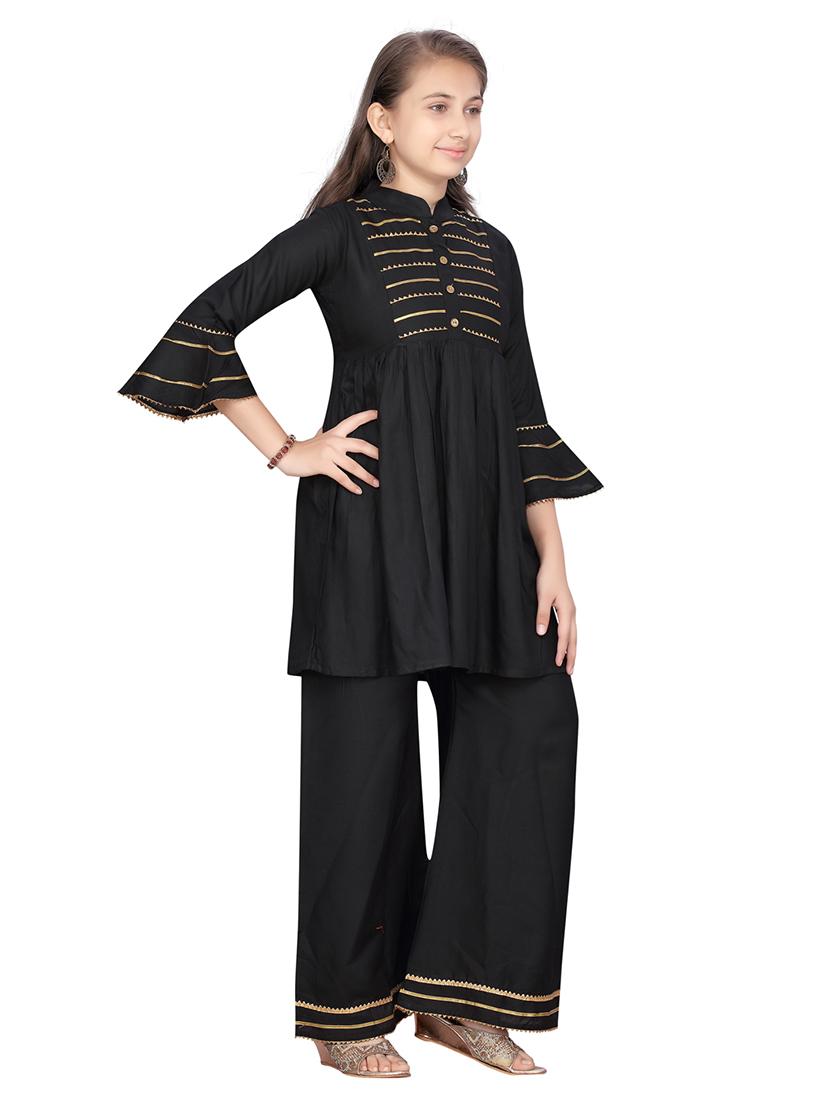 girls mandarin neck kurta palazzo set - 21538265 - Standard Image - 1