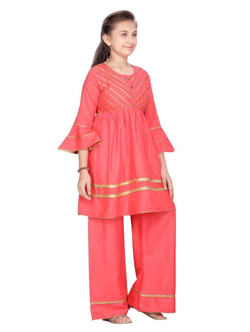 girls solid kurta & pant set - 21538268 -  Standard Image - 1