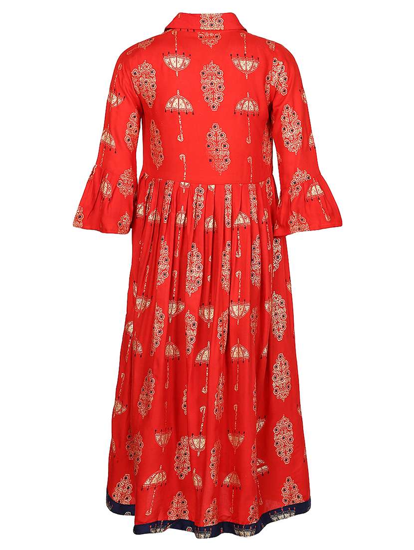 girls printed collared flared kurti - 21538407 -  Standard Image - 1