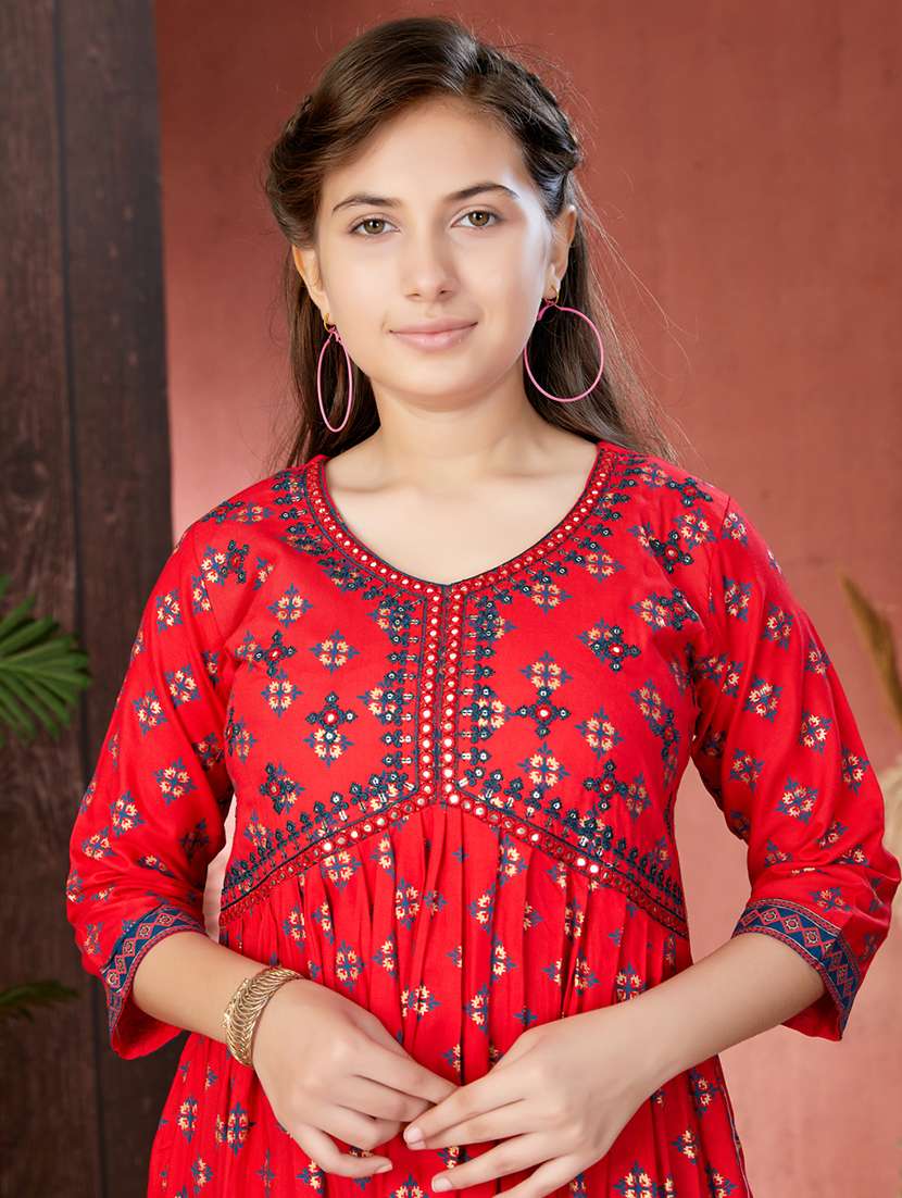 girls printed v neck suit set - 21538418 -  Standard Image - 4