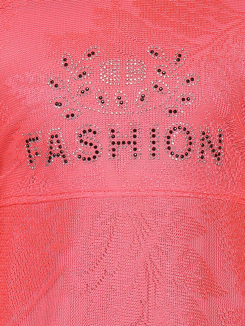 girls self design sleeveless asymmetric frock - 21538430 -  Standard Image - 4