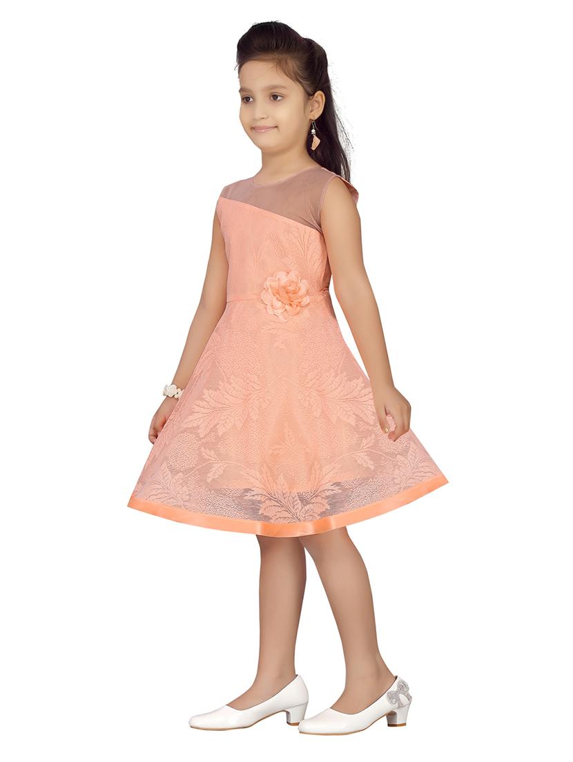 girls self design sleeveless frock - 21538439 - Standard Image - 1