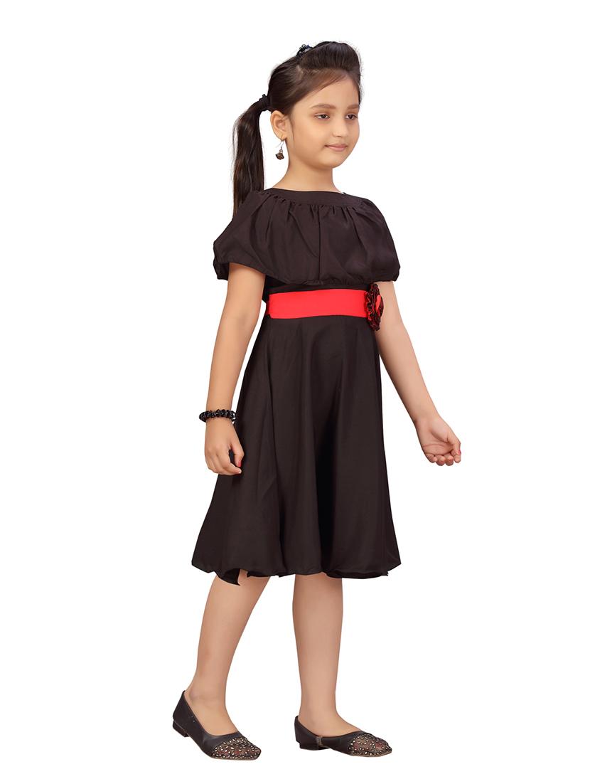girls solid boat neck frock - 21538452 - Standard Image - 1