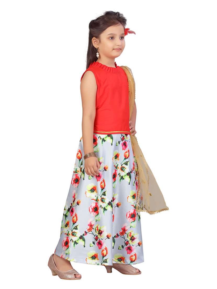 girls floral printed sleeveless lehenga choli - 21538473 -  Standard Image - 1
