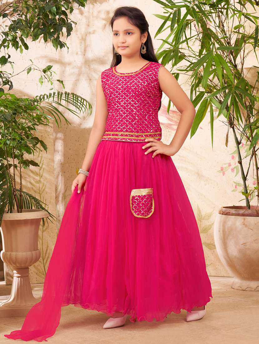 Girls Sequin Lehenga Set