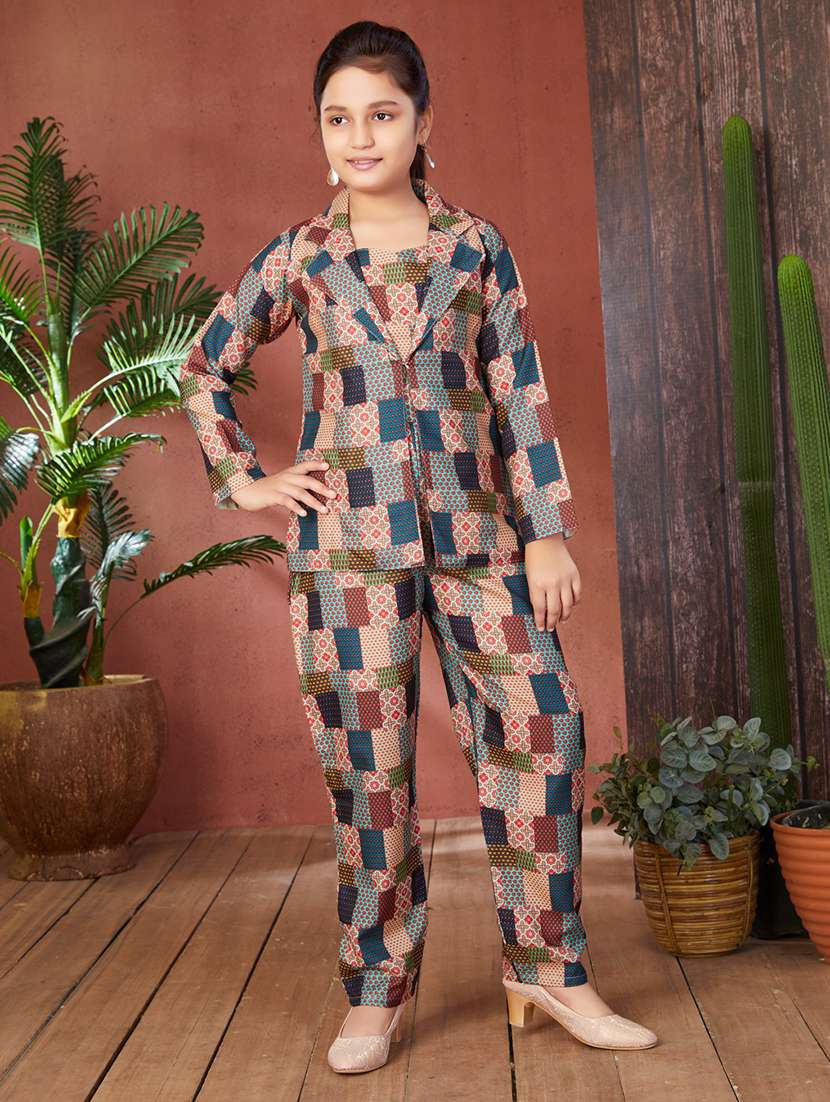 girls printed trouser set