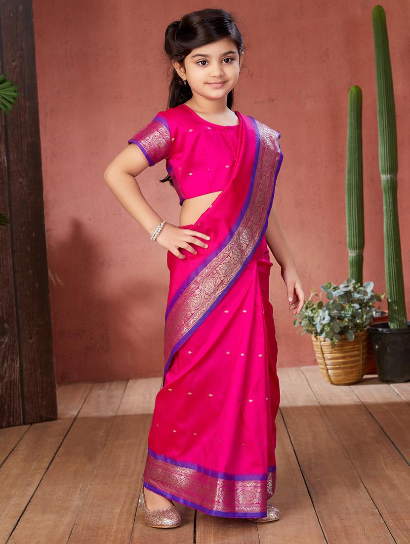 girls self design ready to wear ethnic saree - 21538511 -  Standard Image - 1