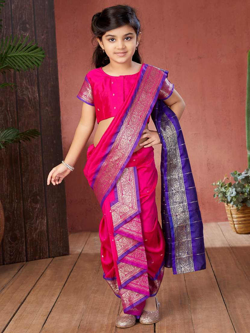 girls self design ready to wear ethnic saree
