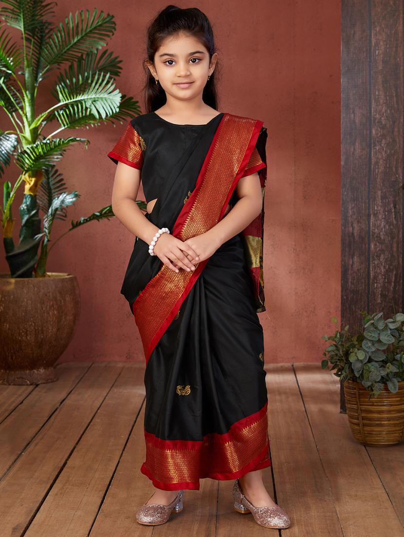 girls ready to wear border saree - 21538514 - Zoom Image - 0