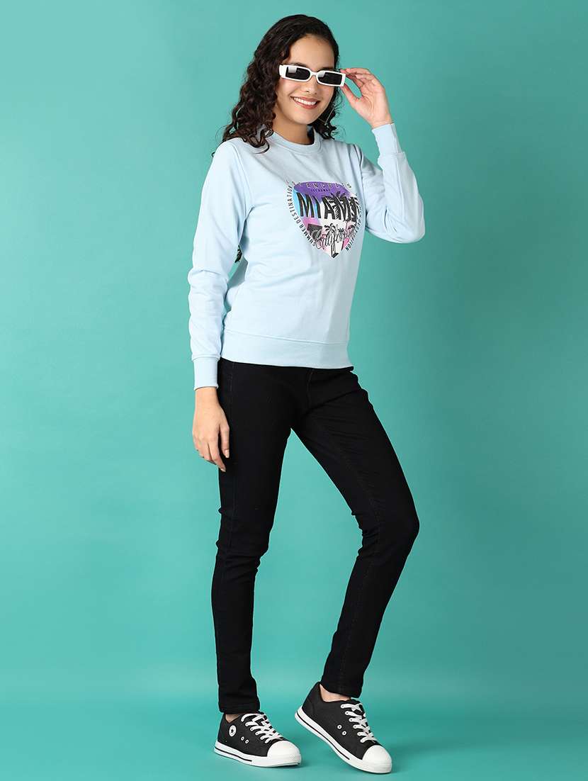 Women Front Print Long Sleeve Sweatshirt - 21538588 -  Standard Image - 4
