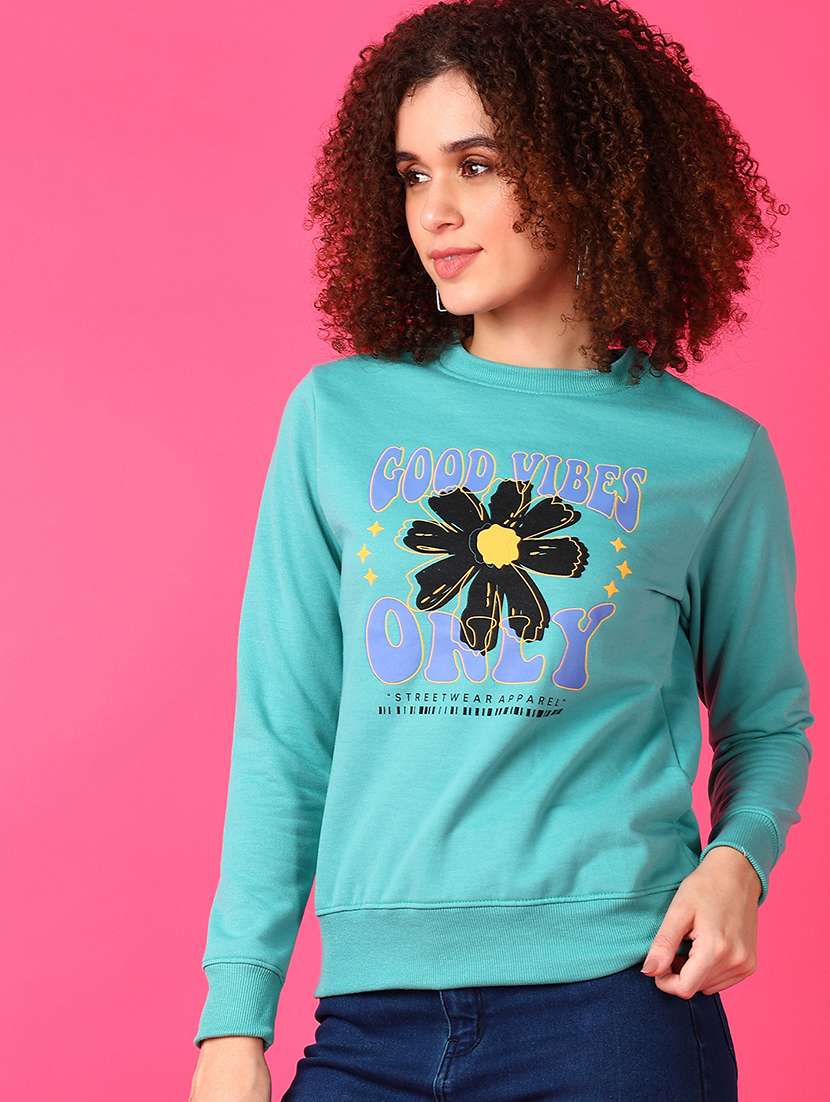 women front print long sleeves sweatshirt - 21538589 -  Standard Image - 1