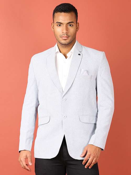 blue cotton single breasted casual blazer - 21538598 -  Standard Image - 0