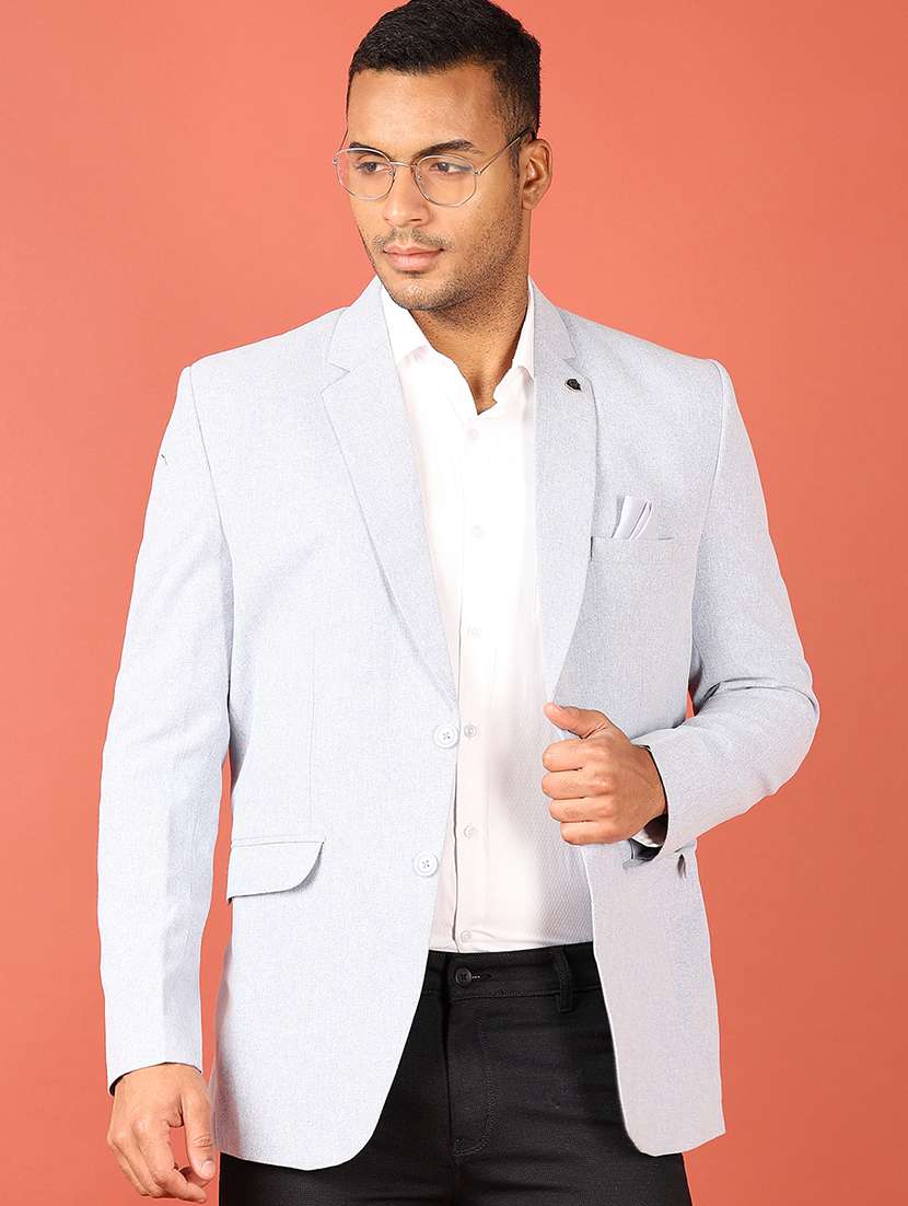 blue cotton single breasted casual blazer - 21538598 -  Standard Image - 1