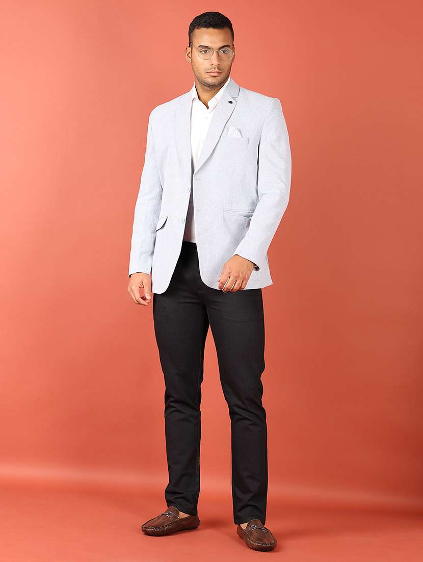 blue cotton single breasted casual blazer - 21538598 -  Standard Image - 4