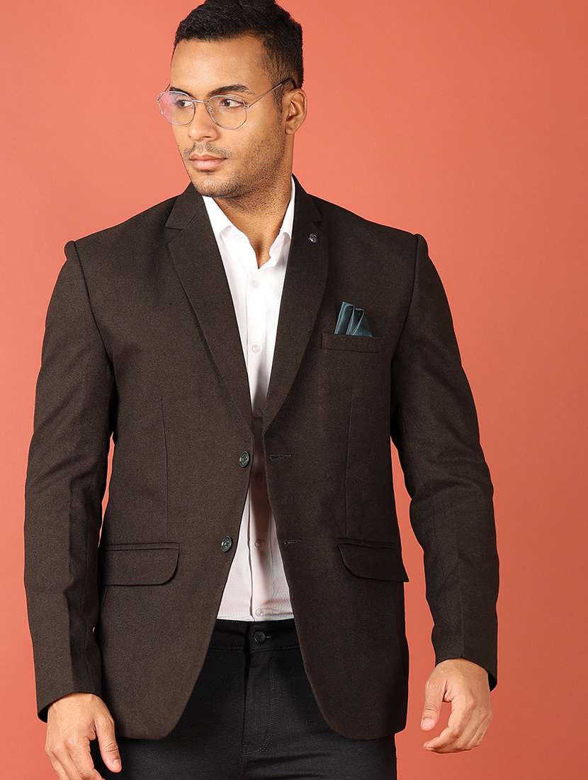 green cotton single breasted formal blazer - 21538599 -  Standard Image - 1