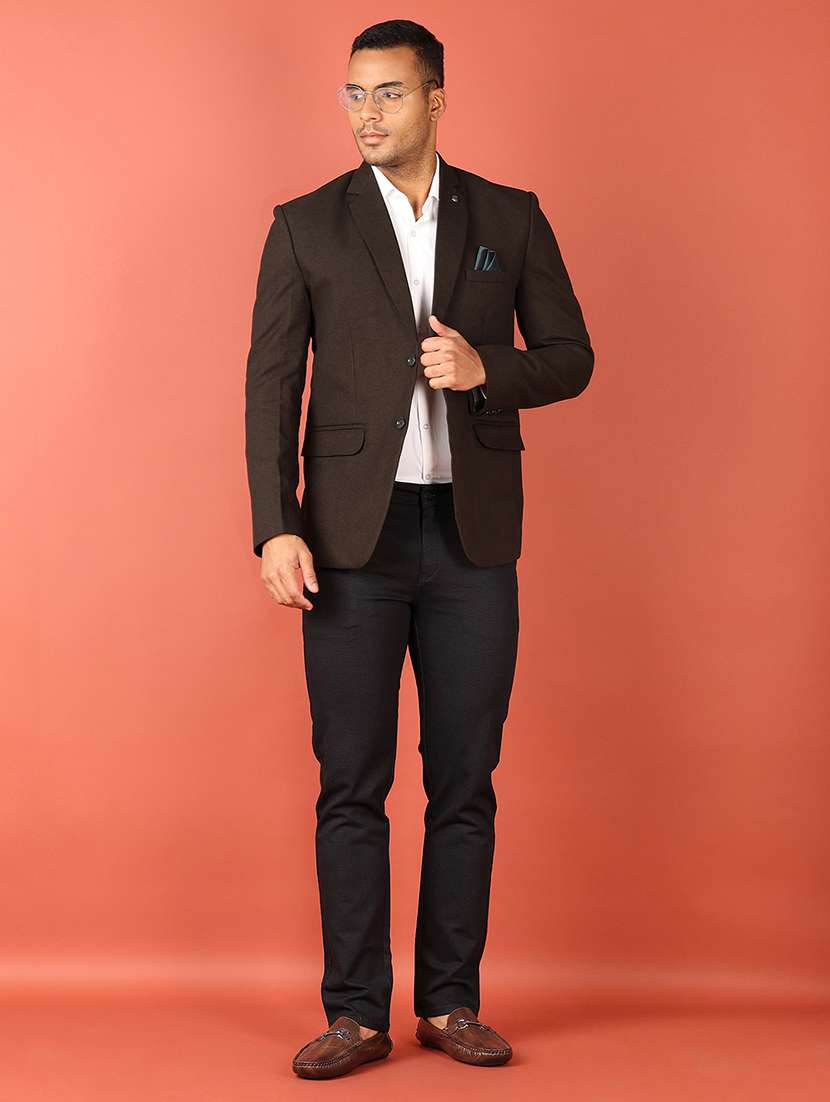 green cotton single breasted formal blazer - 21538599 -  Standard Image - 4