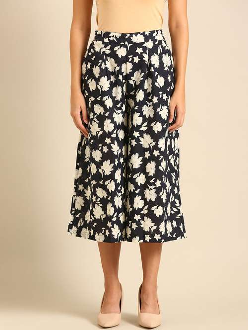women printed flat front culottes - 21539060 - Standard Image - 0